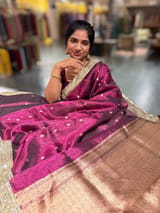 Wine Pure handloom Banarasi Tissue saree SS50428
