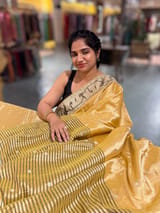 Golden Yellow kanchi Tissue saree with paithani inspired embroidery