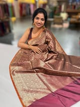 Brown Banarasi Tanchoi Silk Saree