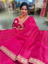 Fushcia Pink Organza Saree with sabhyasachi borders S62116