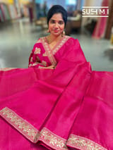 Fushcia Pink Organza Saree with sabhyasachi borders S62116