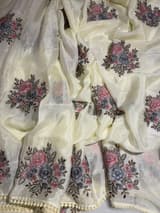 Pastel yellow chinnon with embroidery SS50520