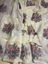 Pastel yellow chinnon with embroidery SS50520
