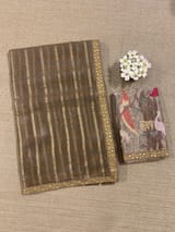 Antique Brown Banarasi Tissue checks Saree with Sabyasachi Borders SS50439