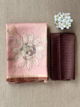 Dusty Pink Printed Banarasi Tissue with Handwork. SS50380