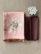 Dusty Pink Printed Banarasi Tissue with Handwork. SS50380