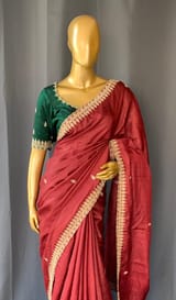 Burgundy Pure Handloom Tussar Saree
