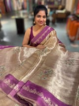 Purple Banarasi Brocade Tissue with embroidery SS50221