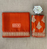 Rust Orange Organza Saree with sabhyasachi borders S62115