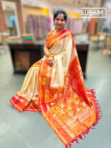Beige Gadwal Silk Saree with Paithani border : S62F180