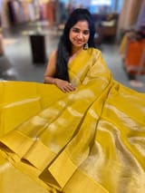 Yellow Banarasi Tissue with Designer blouse SS50382
