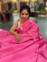 Rose Pink Poona Silk Saree with Mashru Open Border