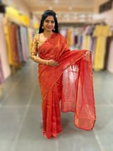 Red chanderi Tissue saree with designer tissue blouse