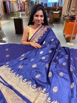 Midnight Blue Poona Silk Saree