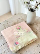 Ombre Dyed Floral Printed Pure Linen Saree