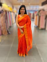 Orange Dhupion Raw Silk Saree with Gharchola bandhini blouse SS55490