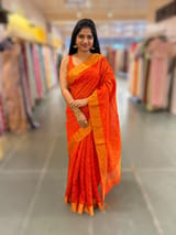 Orange Dhupion Raw Silk Saree with Gharchola bandhini blouse SS55490