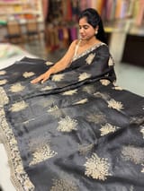 Black Designer Organza Handwork Saree