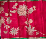 Dark Pink Designer Organza with Tissue applique work