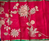 Dark Pink Designer Organza with Tissue applique work