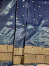 Blue Tissue Saree with pythani inspired muniya borders SS50545