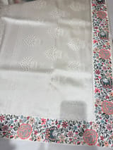 Half White Banarasi  brocade Silk Saree with Petite Point Embroidered Border. SS5086