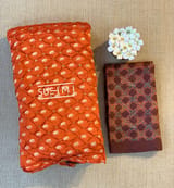 Rust Orange Banarasi Bandhej Silk saree : D62F013