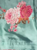 Sea Green Designer Chinnon & Satin Fusion Saree SS5033