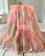 Floral printed handloom lenin saree