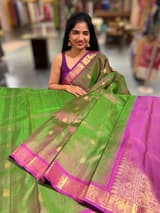 Leaf Green & Majenta Combo Vintage Kanjeevaram Saree