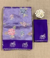 Purple Premium Handloom Designer Tissue saree with exquisite embroidery SS50211