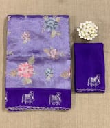 Purple Premium Handloom Designer Tissue saree with exquisite embroidery SS50211