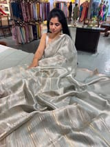 Mint Blue Handloom Tissue Saree