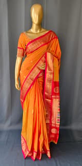Mustard Pure handloom yeola pythani Saree