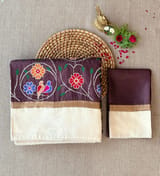 Brown Pure tussar with patola inspired embroidery: S62F194