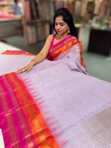 Lilac ponduru khadi jamdani Saree SS50360