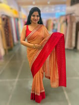 Red Crush Tissue Saree with Bandhini & Sabhya borders SS50399