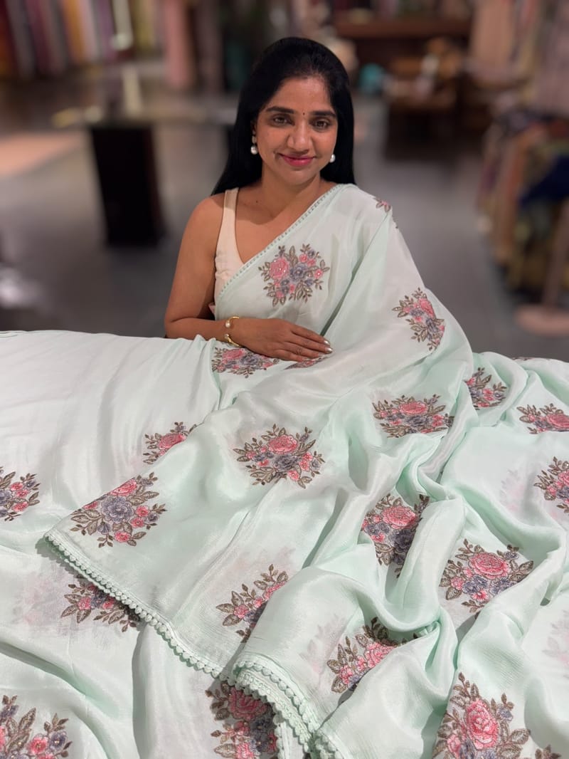 Mint chinnon with embroidery SS50521