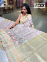 Lilac Designer Kora Banarasi Saree: S62F229