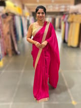 Pink crepe Silk Saree