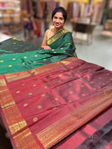 Bottle Green Vintage Kanchi small border saree SS50172