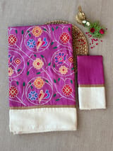 Rose Pink Pure tussar with patola inspired embroidery: S62F191