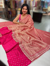 Dark Pink Crush Tissue Saree with Bandhini &Sabhya borders