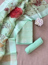 Mint Green Banarasi Chiniya Silk 3-pc Suit set : SS62J06