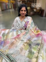 Printed Organza Tissue stripes saree with embroidery