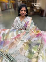 Printed Organza Tissue stripes saree with embroidery