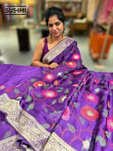 Purple Banaras Mashru Silk with embroidery SS5003