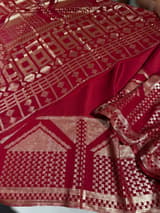 Red pure Satin Saree with designer sequence border and blouse SS5036