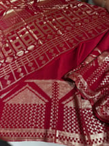 Dark Pink Pure Satin Saree with designer sequence border and blouse