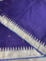 Violet Pure  handloom Ponduru Khadi jamdani Saree with designer pallu SS50364
